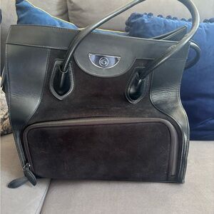 Black Leather and Suede Tote Bag